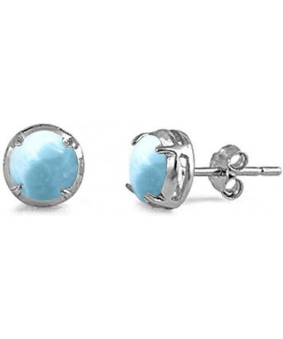 Round Shape Natural Larimar Stud .925 Sterling Silver Earrings Sterling Silver $9.68 Earrings