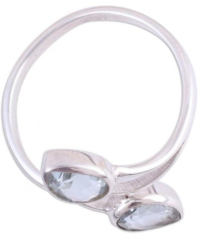 Artisan Handmade Blue Topaz Wrap Ring from India .925 Sterling Silver Birthstone 'Blue Teardrops' $16.80 Rings