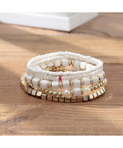 5Pcs/Set Bohemian Stackable Beads Bracelet for Women Multilayer Boho Seed Statement Stretch Strand Bracelet Friendship Women ...