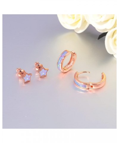 Huggie Earrings Opal Hinged Hoop Earrings Gold Plated Hypoallergenic Small Hoop Earrings for Women Teen Girls Men Sensitive E...