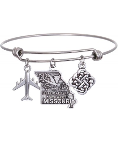 State Bangle U.S. Map Charm Expandable Travel Bracelet Long Distance Relationship Gift Best Friends Bracelet Missouri $8.66 B...