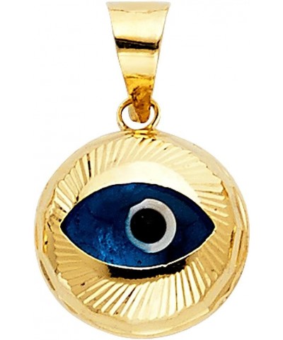 14k Yellow Gold Evil Eye Fluted Charm Pendant(13 mm x 12.5 mm) $53.36 Pendants