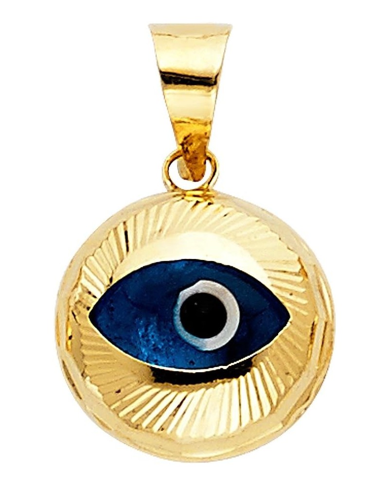 14k Yellow Gold Evil Eye Fluted Charm Pendant(13 mm x 12.5 mm) $53.36 Pendants