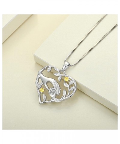 Mom Necklace 925 Sterling Silver Mother Hold Child's Hand Pendant Filigree Leaf Jewelry Gifts for Mum 11-topaz-Nov $40.49 Nec...