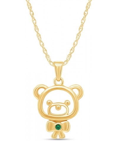 14K Gold Over Sterling Silver Teddy Bear Pendant Necklace Yellow Gold Over : Simulated Emerald $16.81 Necklaces