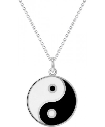 Yin and Yang Pendant Necklace in Solid 14k Gold, Made in America Small Pendant 16" Necklace White Gold $89.60 Necklaces