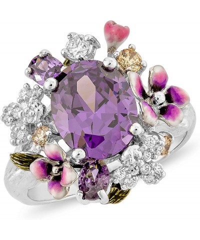 Womens Sterling Silver Multi Gemstone Filigree Flower Band Ring Multicolor,Purple,Silver $19.80 Rings