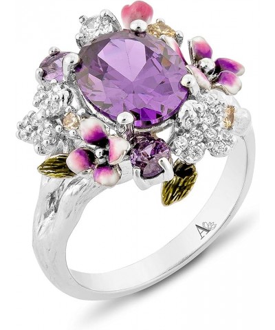 Womens Sterling Silver Multi Gemstone Filigree Flower Band Ring Multicolor,Purple,Silver $19.80 Rings