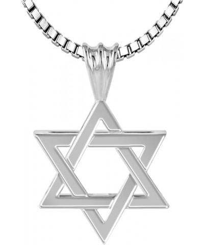 Ladies 925 Sterling Silver 17mm Star of David Jewish Pendant Necklace, 18in to 24in 24in, 1.5mm Box Chain $32.44 Necklaces