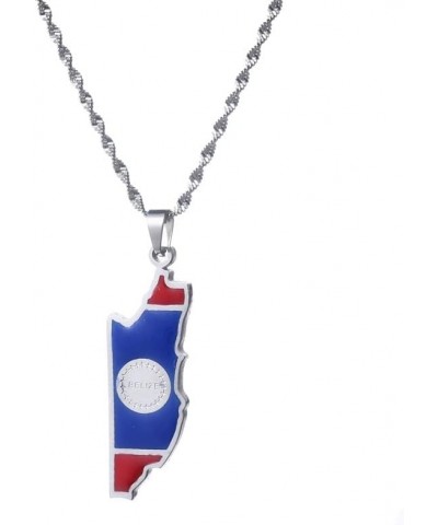 Belize Map Flag Pendant Necklace Charm Belize's Jewelry silver $9.29 Necklaces