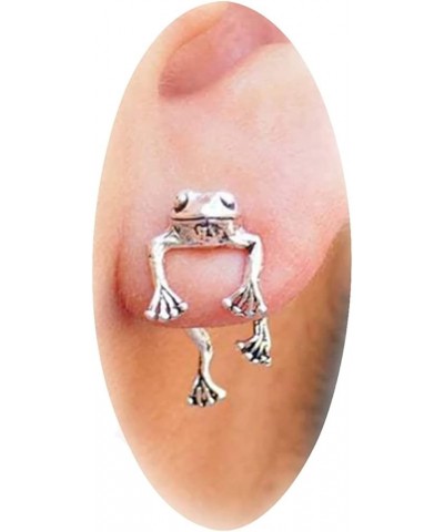 Frog Earrings for Women Girls Sliver Frog Stud Earrings Frog Jewelry Cute Animal Earrings for Teen Girls Trendy Stuff Cute Fr...