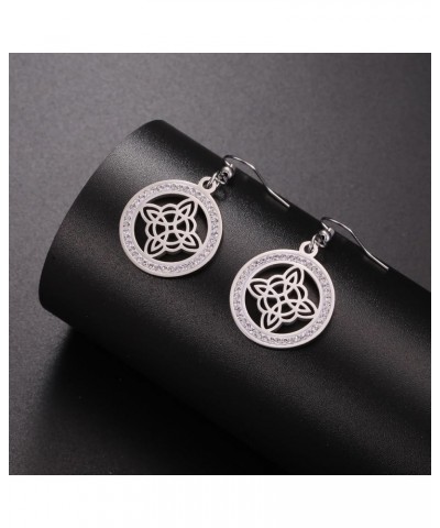 Witch Knot Earrings For Women,Stainless Steel Stylish Simplicity Celtic Knot Wiccan Symbol Drop Earrings,Witchcraft Jewelry F...