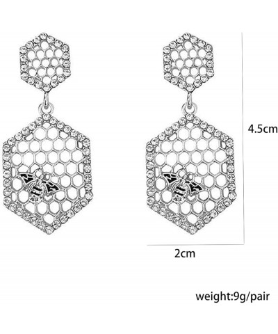 Bumble Bee Earrings Honeycomb Earrings For Women Geometric Hexagon Honeycomb Dangle Earrings CZ Zircon Drop Earrings Christma...