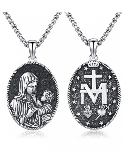 Virgin Mary/St Michael/Christopher/Angel Necklace S925 Sterling Silver Miraculous Medal Necklace for Men Women Amulet Religio...