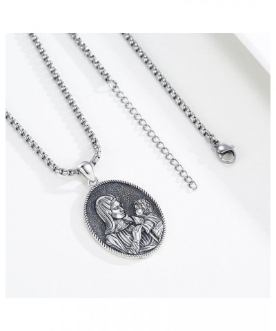 Virgin Mary/St Michael/Christopher/Angel Necklace S925 Sterling Silver Miraculous Medal Necklace for Men Women Amulet Religio...