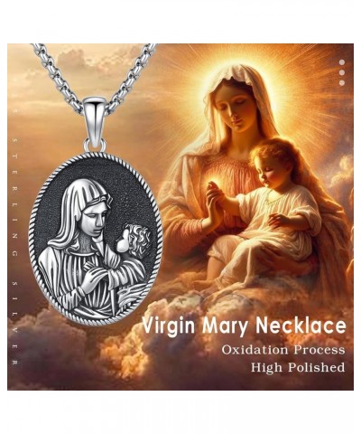 Virgin Mary/St Michael/Christopher/Angel Necklace S925 Sterling Silver Miraculous Medal Necklace for Men Women Amulet Religio...