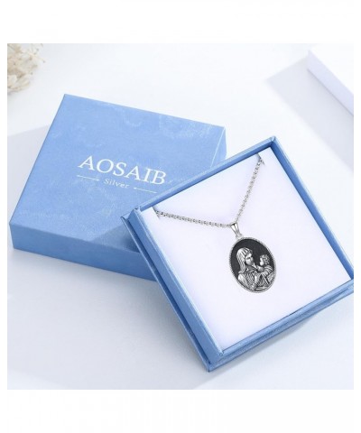 Virgin Mary/St Michael/Christopher/Angel Necklace S925 Sterling Silver Miraculous Medal Necklace for Men Women Amulet Religio...