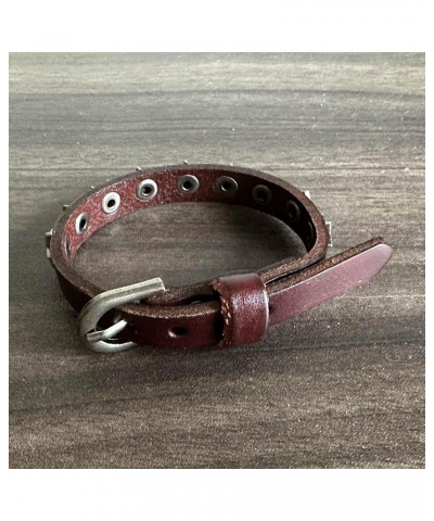 Mens and Womens Star Leather Bracelet Belt Buckle Adjustable Cuff Bracelet Dark Brown $6.88 Bracelets