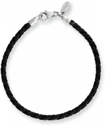 Reflections Sterling Silver Black Leather Lobster Clasp Bead Bracelet 7.5 Inch $18.19 Bracelets