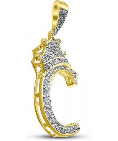 Real Authentic 10k Solid Yellow Gold Genuine Tested Diamond Crown 3D Initial Pendant Letter Alphabet Charm Necklace, Free Ste...