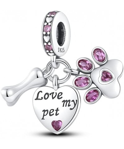 925 Sterling Silver Charms for Bracelets fit Woman Girl Bracelets and Necklaces (With one Spacer Beads) A-Love my pet Charm $...