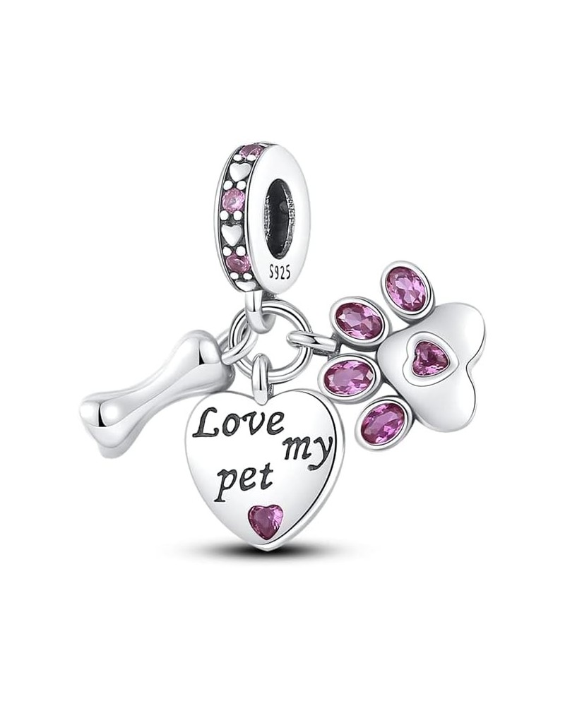 925 Sterling Silver Charms for Bracelets fit Woman Girl Bracelets and Necklaces (With one Spacer Beads) A-Love my pet Charm $...