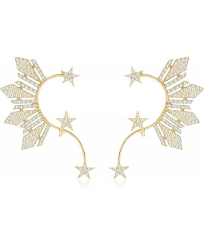 Gold Rhinestone ELf Cuffs Star Statement Earrings for Women Girls $7.64 Earrings