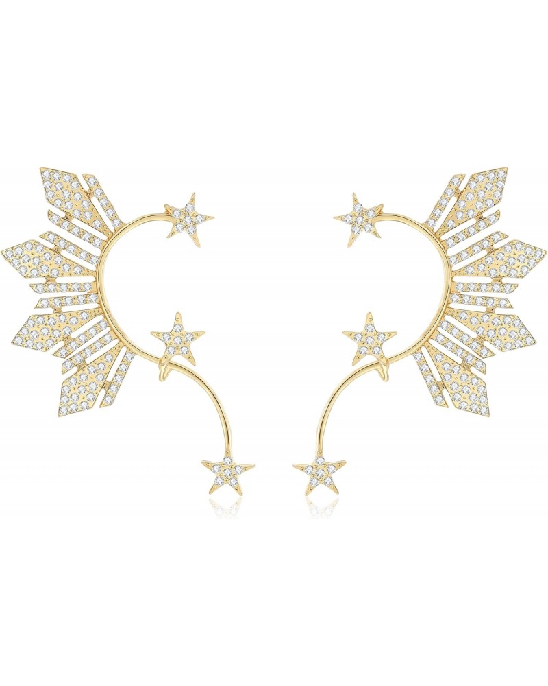 Gold Rhinestone ELf Cuffs Star Statement Earrings for Women Girls $7.64 Earrings