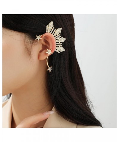 Gold Rhinestone ELf Cuffs Star Statement Earrings for Women Girls $7.64 Earrings