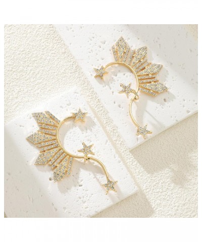 Gold Rhinestone ELf Cuffs Star Statement Earrings for Women Girls $7.64 Earrings