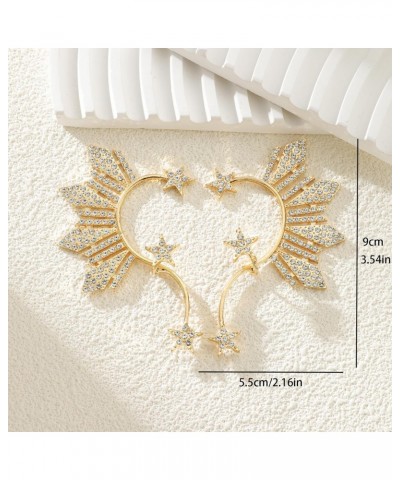 Gold Rhinestone ELf Cuffs Star Statement Earrings for Women Girls $7.64 Earrings