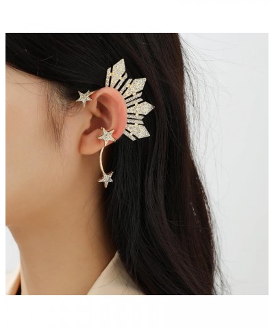 Gold Rhinestone ELf Cuffs Star Statement Earrings for Women Girls $7.64 Earrings