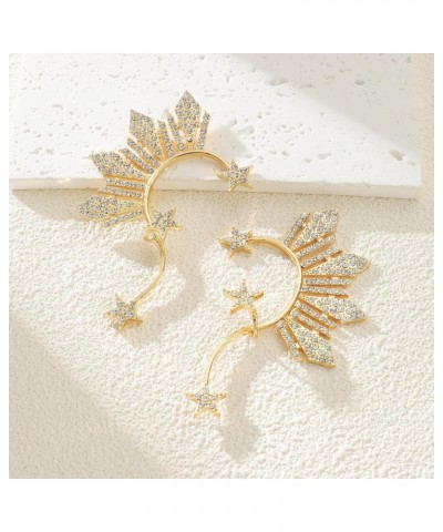 Gold Rhinestone ELf Cuffs Star Statement Earrings for Women Girls $7.64 Earrings