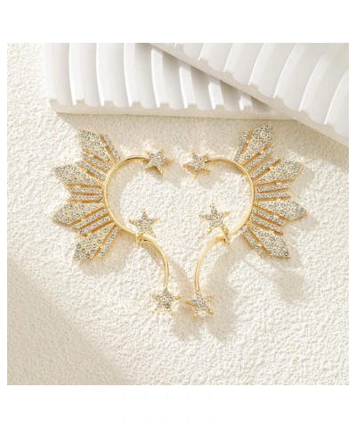 Gold Rhinestone ELf Cuffs Star Statement Earrings for Women Girls $7.64 Earrings