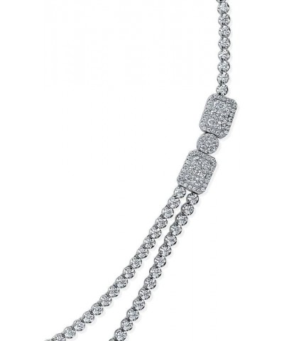 Sterling Silver Art Deco Cubic Zirconia CZ Statement Tennis Necklace for Women, Rhodium Plated $76.80 Necklaces