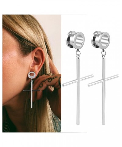 2PCS Cross Hypoallergenic Stainless Steel Plugs Ear Gauges Weights Tunnels Piercing Expander Stretchers Fashion Body Jewelry ...