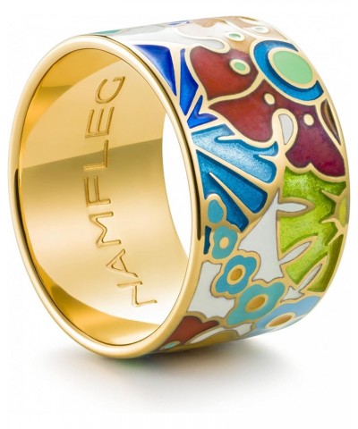 Handmade Sterling Silver 925 Ring, 18K Gold Plated, Flowers Collection, Trendy Cloisonné Enamel Jewelry $117.00 Rings