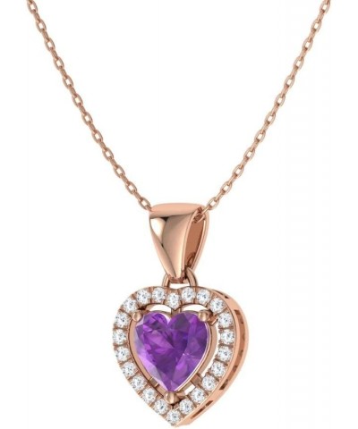 Natural and Certified Gemstone and Diamond Heart Petite Necklace in 14k Solid Gold | 0.45 Carat Pendant with 18 Inch Chain Va...