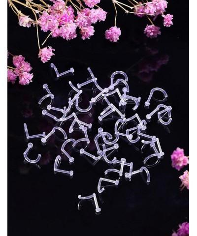 18G 20G 22G Clear Nose Studs Bioflex Nose Rings Retainer Acrylic Nose Rings for Work Spacer Plastic Nose Rings Retainer 2mm T...