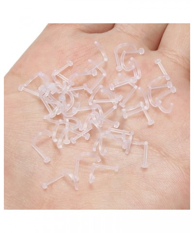 18G 20G 22G Clear Nose Studs Bioflex Nose Rings Retainer Acrylic Nose Rings for Work Spacer Plastic Nose Rings Retainer 2mm T...