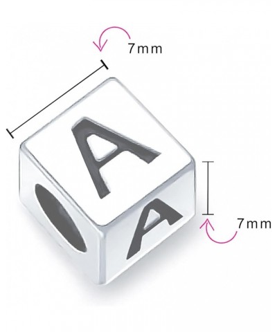 Square Cube Block Letter A-Z Alphabet Initial Charm Bead For Women For Teen .925 Sterling Silver For European Bracelet Y Squa...