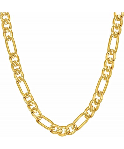 Radiant Diamond Cut Figaro Chain Necklaces 24k Real Gold Plated (6mm, 7mm, 9.5mm) 18 inches 6mm $48.28 Necklaces