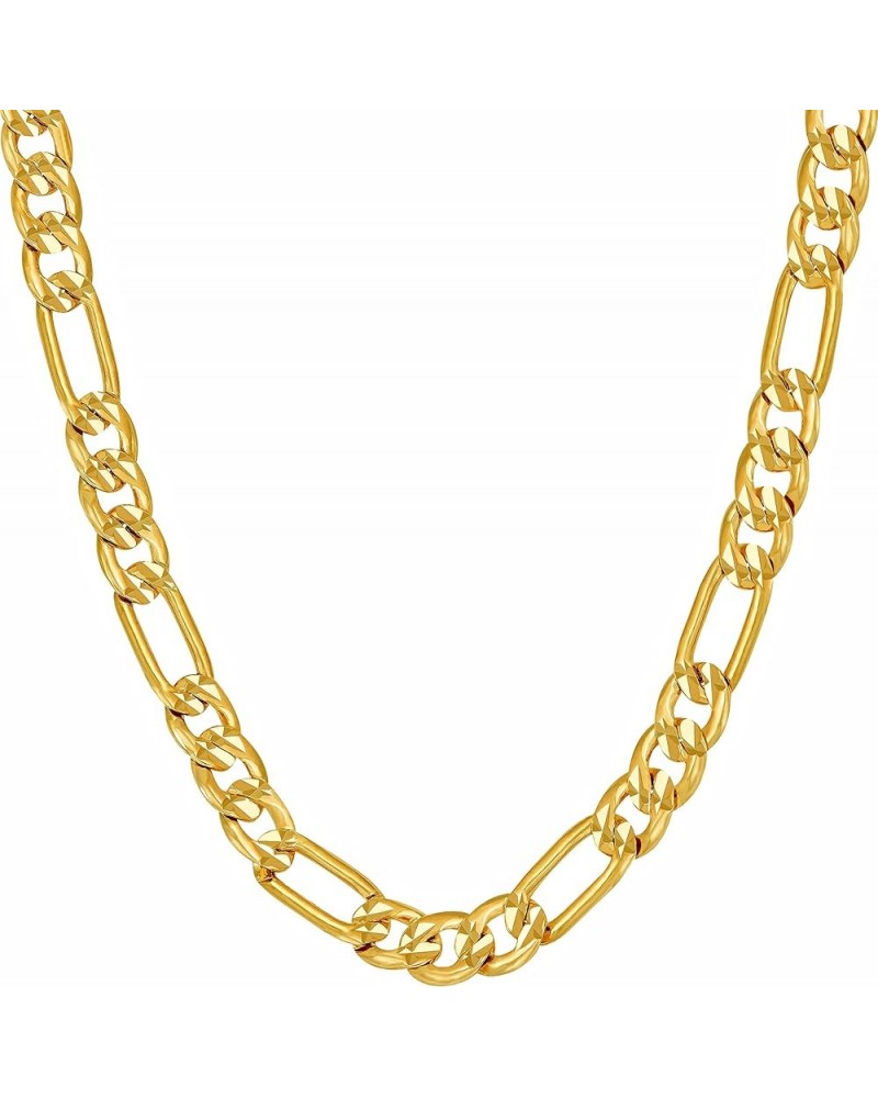 Radiant Diamond Cut Figaro Chain Necklaces 24k Real Gold Plated (6mm, 7mm, 9.5mm) 18 inches 6mm $48.28 Necklaces