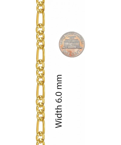 Radiant Diamond Cut Figaro Chain Necklaces 24k Real Gold Plated (6mm, 7mm, 9.5mm) 18 inches 6mm $48.28 Necklaces