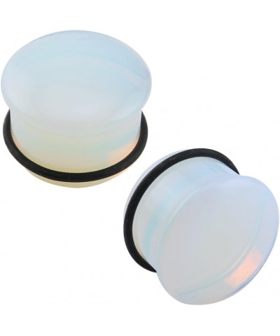 Single Flare Clear Opalite Moonstone Ear Plugs and Tunnels with O-Ring Stretcher Expander Pair 4g(5mm) $8.99 Body Jewelry