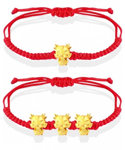 2024 New Year of the Dragon Bracelet for Women Chinese New Year Dragon Bracelet Adjustable Red Braided Rope Bracelet Lucky Dr...