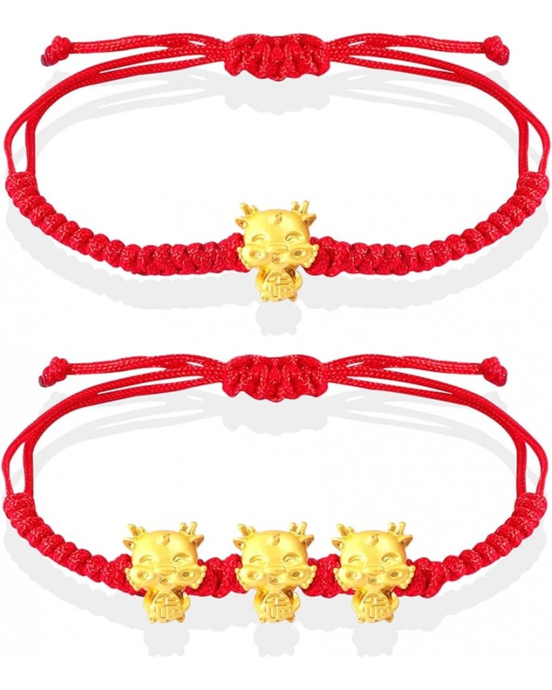 2024 New Year of the Dragon Bracelet for Women Chinese New Year Dragon Bracelet Adjustable Red Braided Rope Bracelet Lucky Dr...