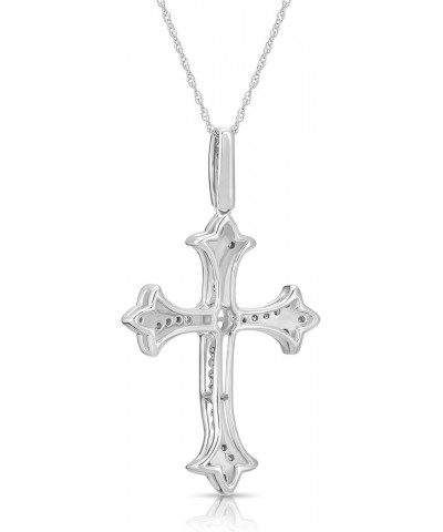 10K Gold or Silver Diamond Cross Pendant with Sterling Silver Chain Necklace (1/3 cttw, I-J Color, I2-I3 Clarity), 18 Silver ...