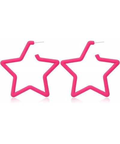 80 90s Retro Neon Earrings Colorful Big Retro Star Heart C Hoop earrings For Women Candy Color Acrylic Hoop Earrings Exaggera...