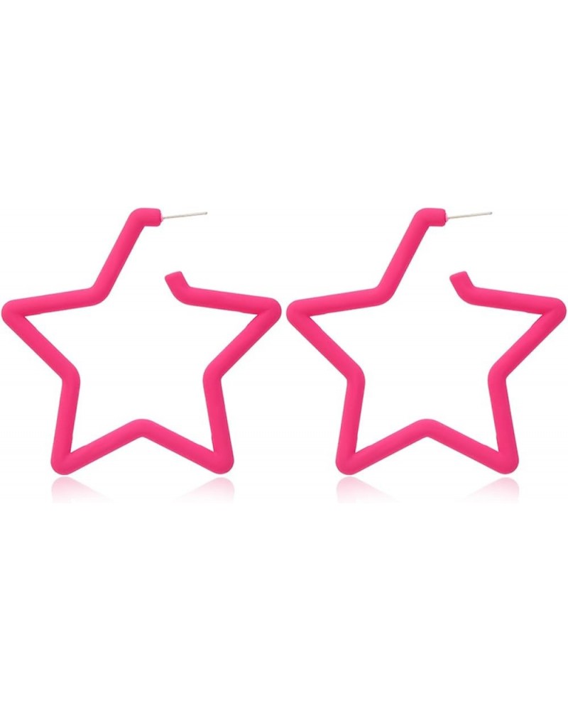 80 90s Retro Neon Earrings Colorful Big Retro Star Heart C Hoop earrings For Women Candy Color Acrylic Hoop Earrings Exaggera...